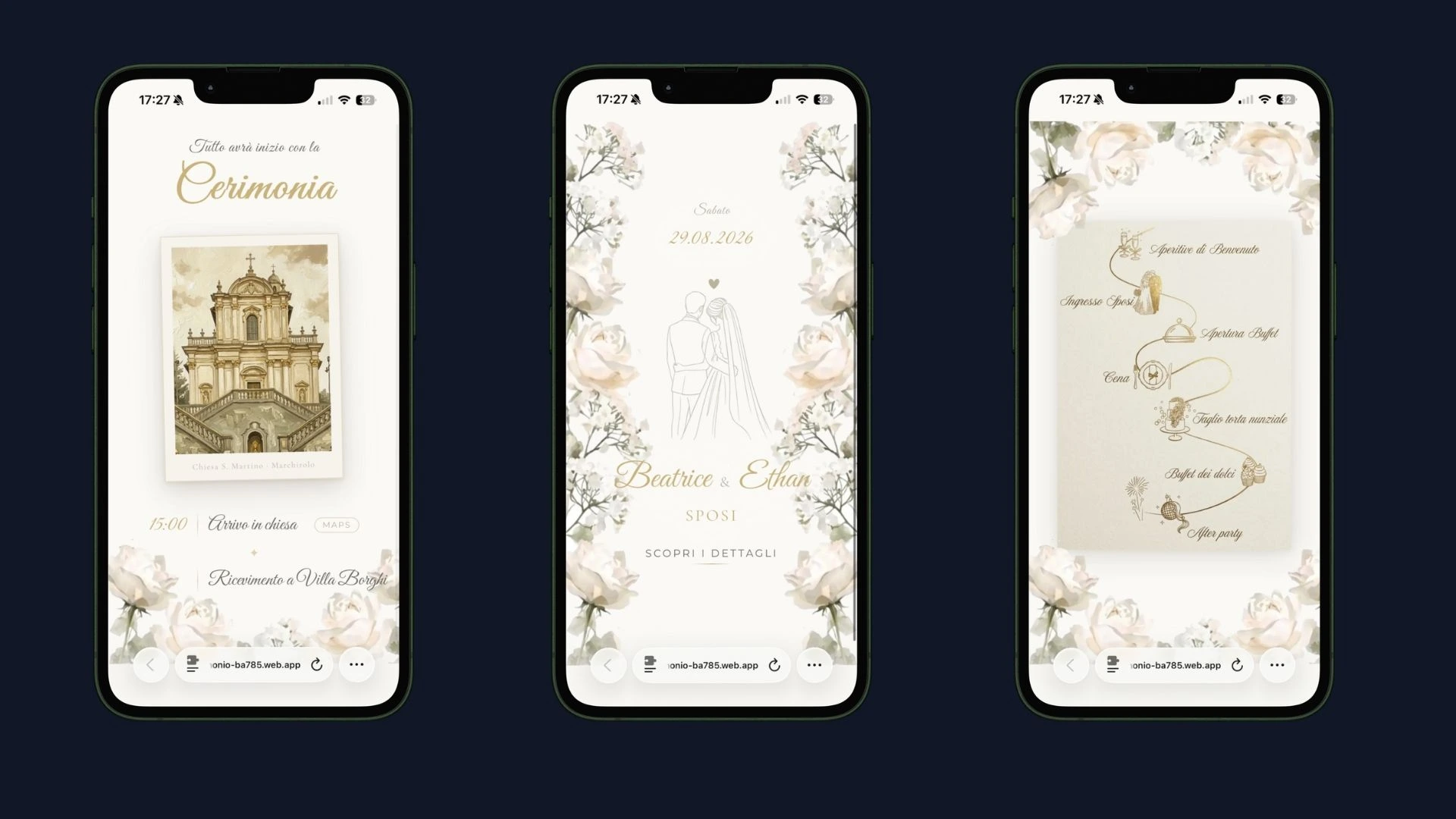 Sito per eventi matrimonio