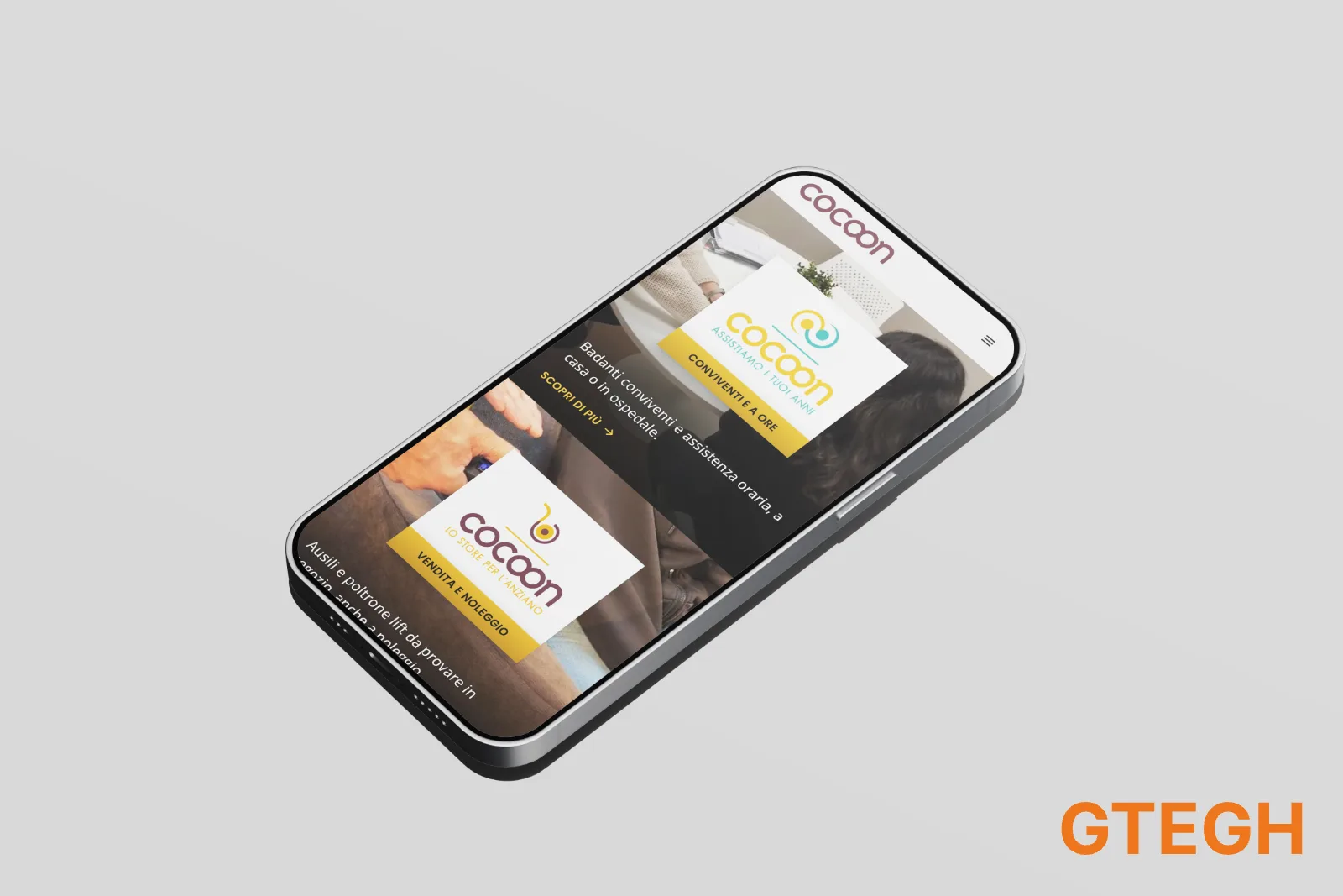 Cocoon iphone sdraiato – Render mobile progetto Cocoon