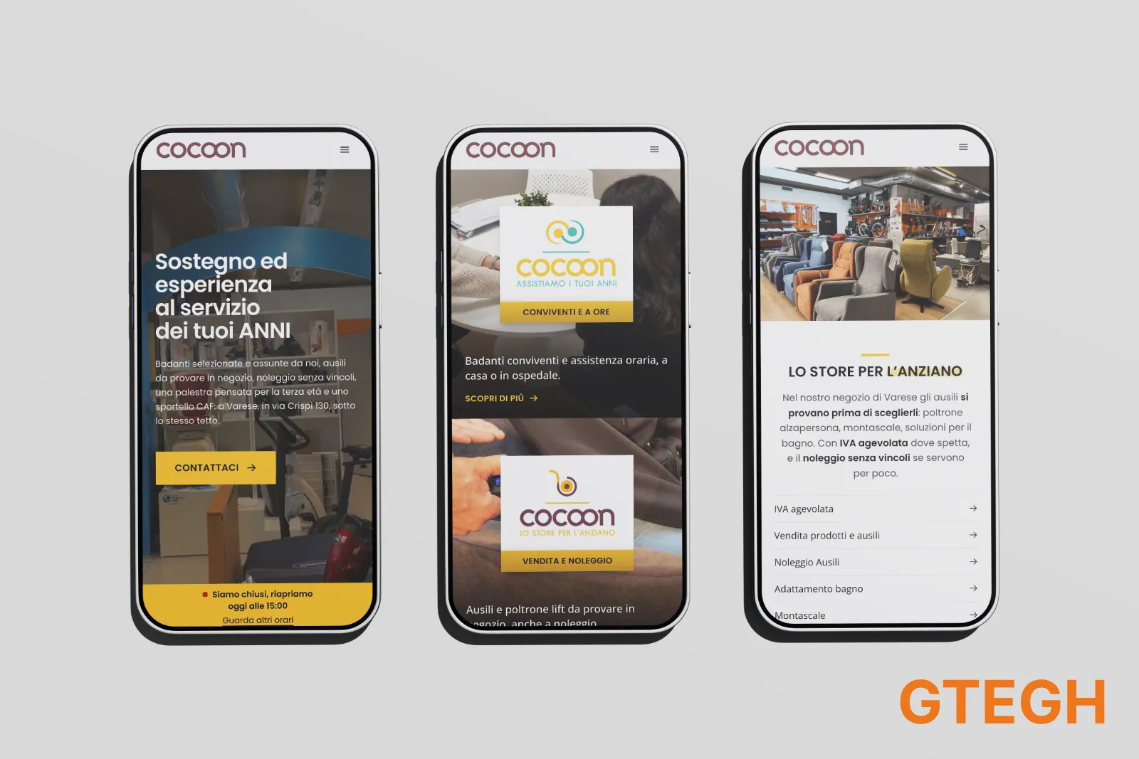 Cocoon iphone tre frontali – Render mobile progetto Cocoon